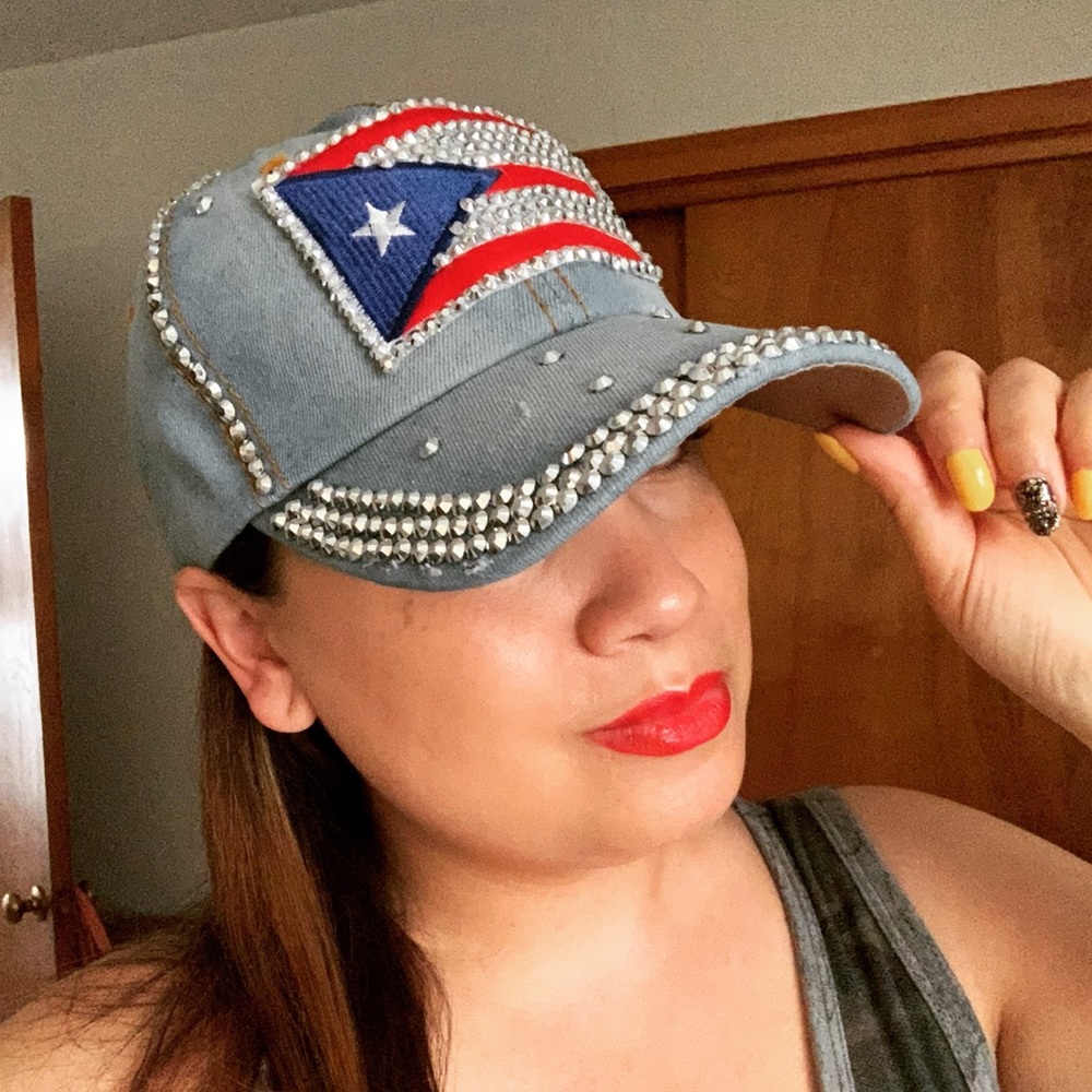 Denim bedazzled PR hat